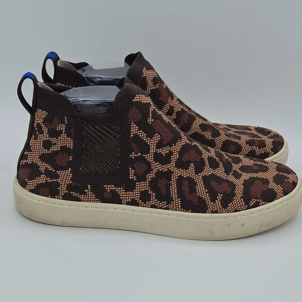Rothy's The Chelsea Wildcat Leopard Print High Top Sneaker Boots Womens Size 8.5
